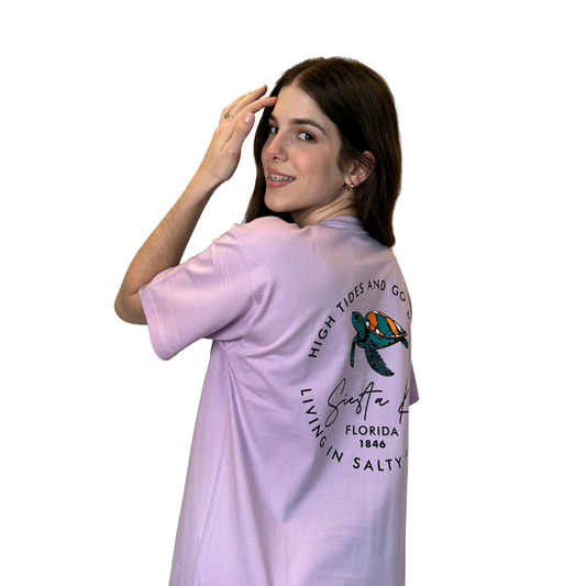 Siesta Key, Fl Tropical State Of Mind Turtle Design Style CC1000 T-SHIRT alvinsisland.com Purple Ice S