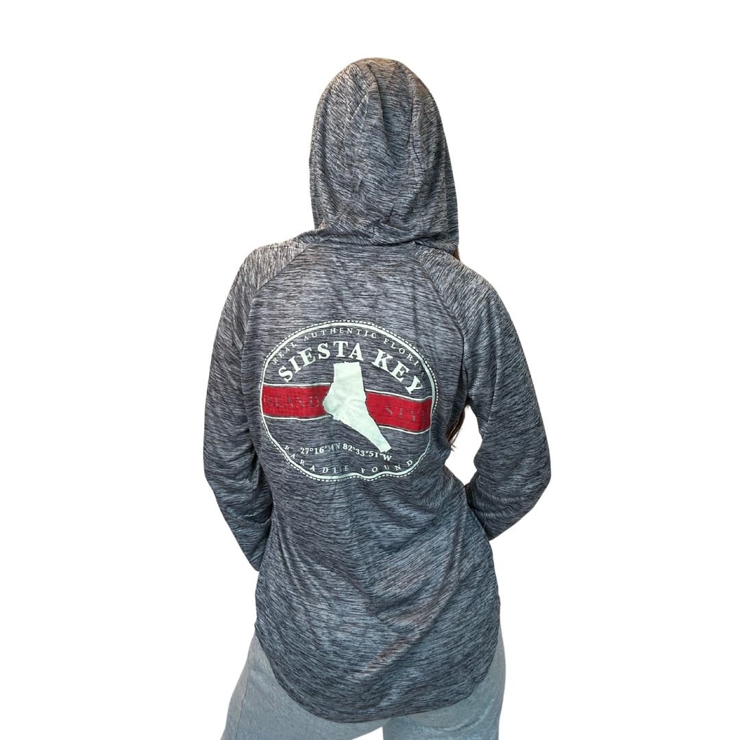 Siesta Key, Fl Salty Vibes Dry Fit 30 UPF Sun Protection Long Sleeve with Hoodie