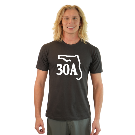 30A Map, Florida Panhandle Design T-Shirt Men T-SHIRT alvinsisland.com Charcoal S