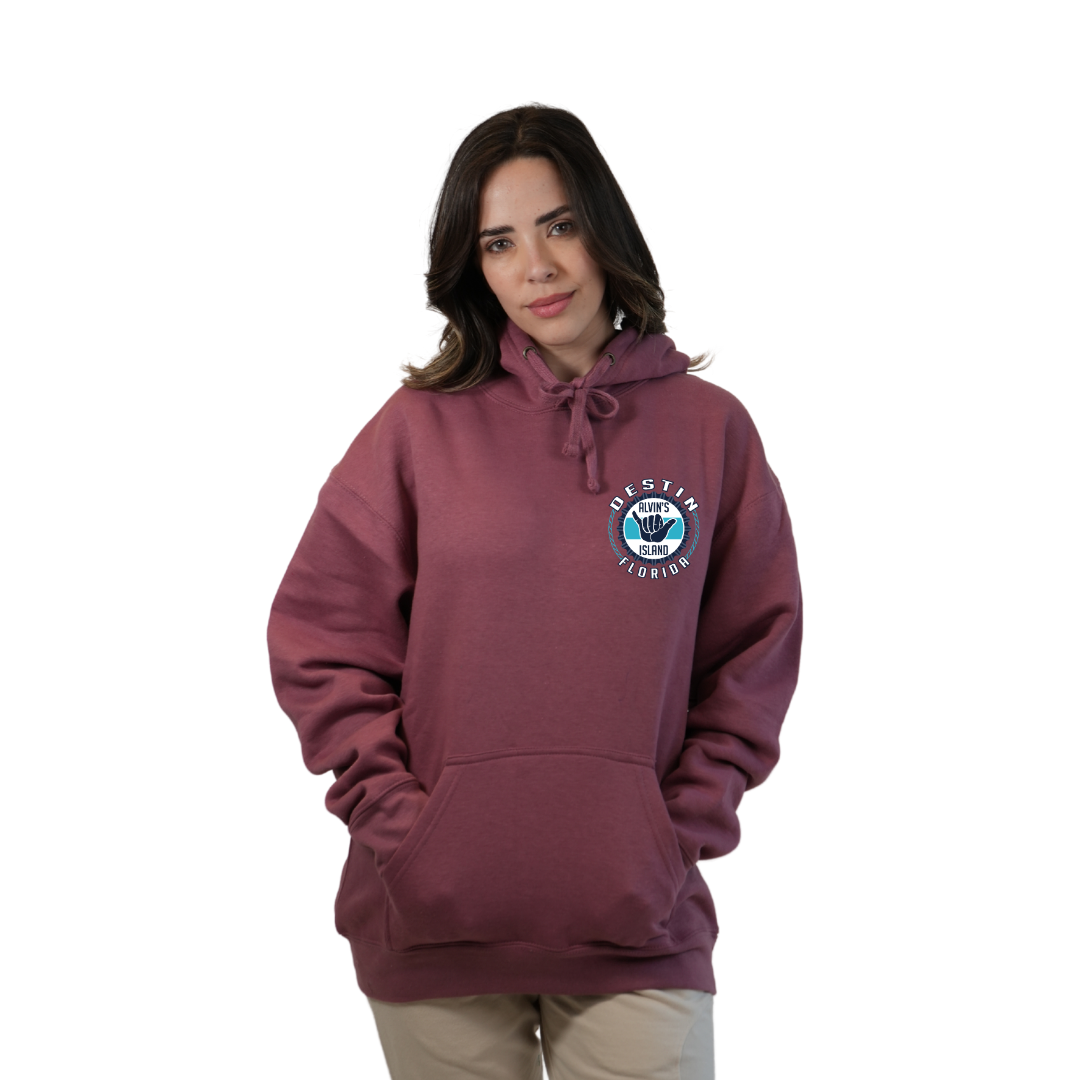 Destin Pullover Hoodie Women with Alvin's Island Hang Loose Front and Back Design Style 252