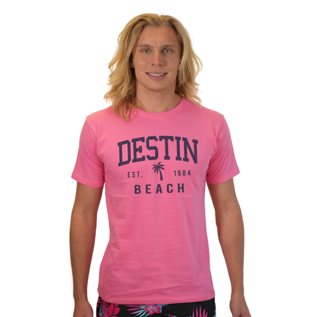 Destin Florida Combed Cotton Men T-Shirt with a Front Palm Tree Design Est. 1984 Style CC1000