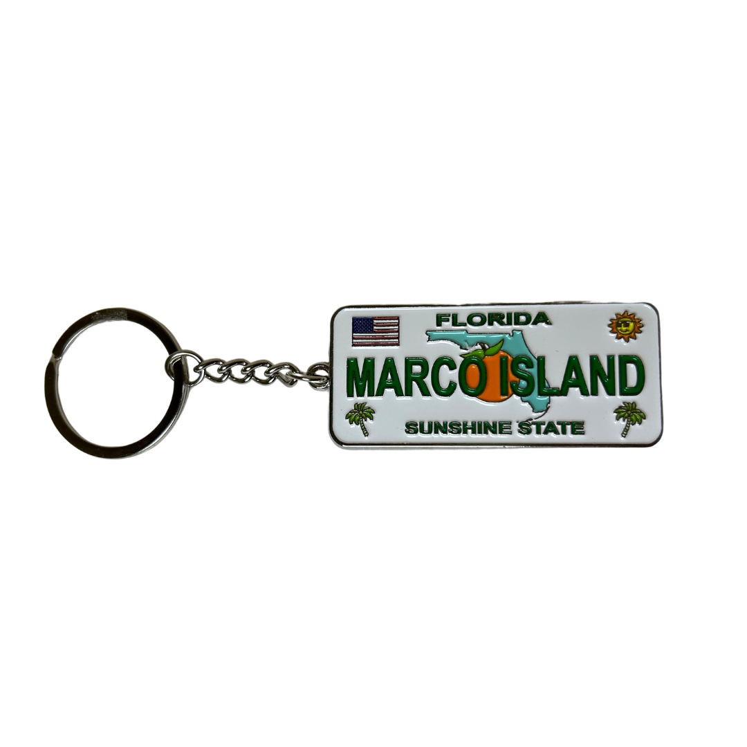 Marco Island License Plate 2.4" Keychain