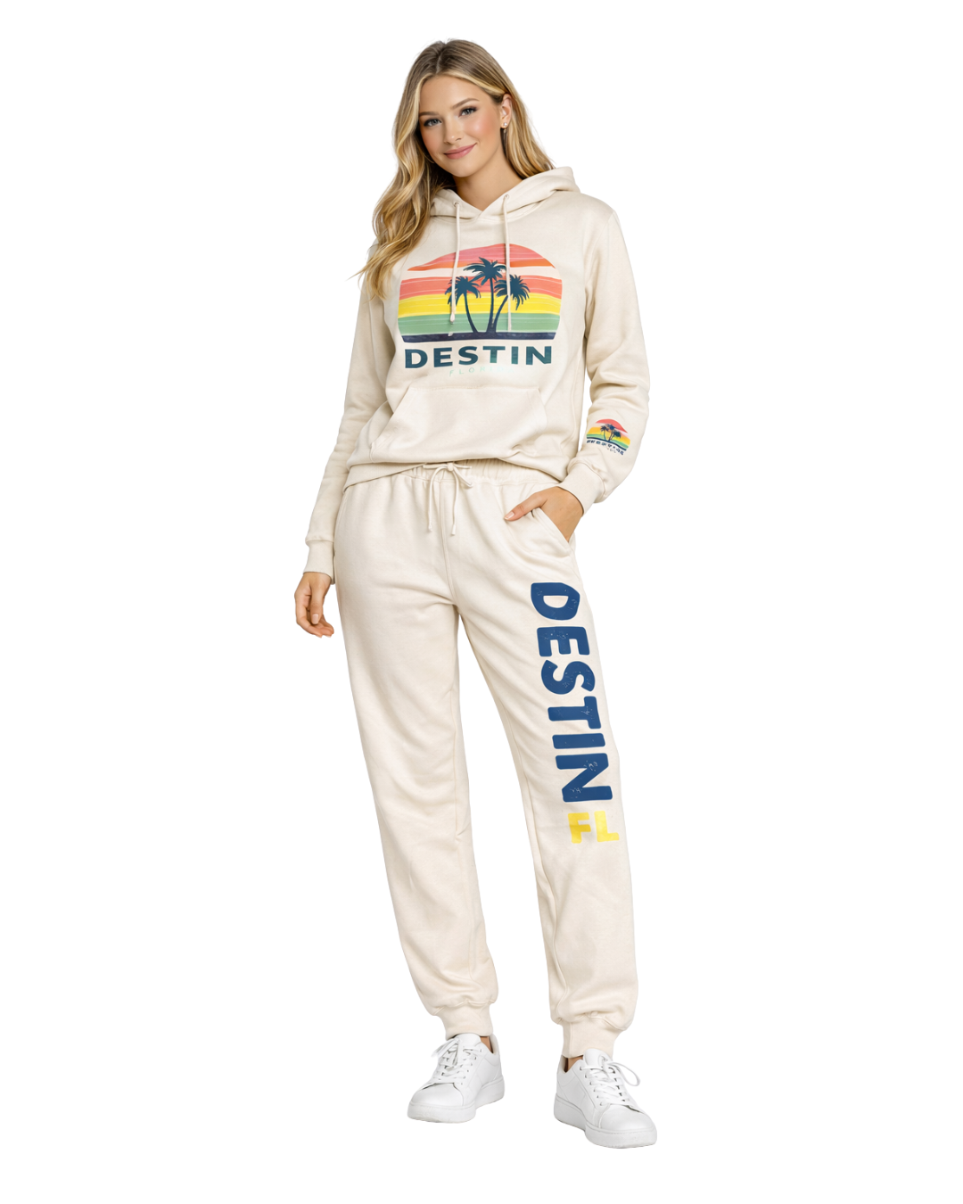 Destin Palm Tree/ Stripes Jogger -Part of a Set- Style ETP040P Clothing alvinsisland.com Oyster S