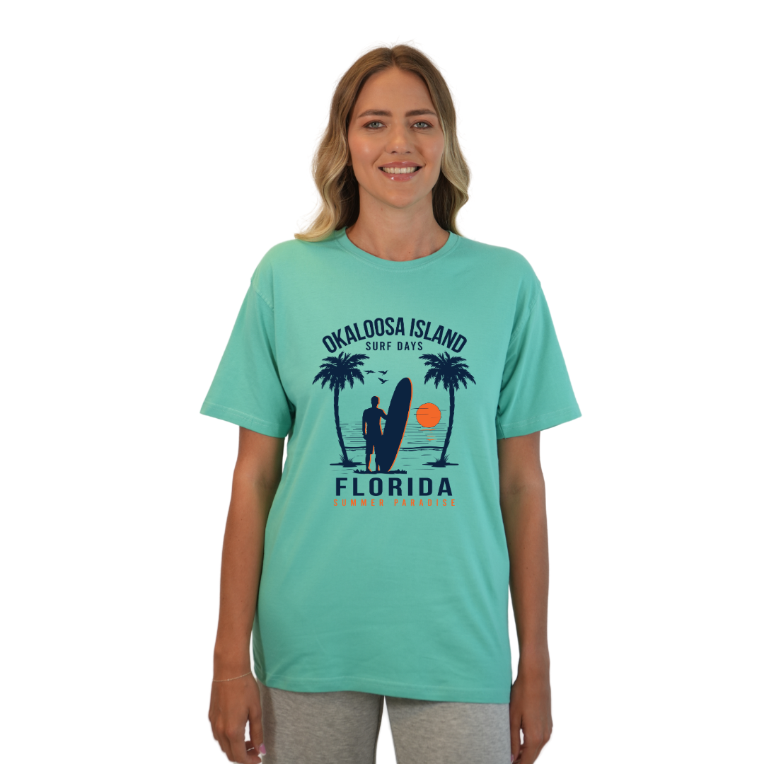 Okaloosa Island Combed Cotton T-Shirt Women with Summer Padaise Front Design Style CC1000