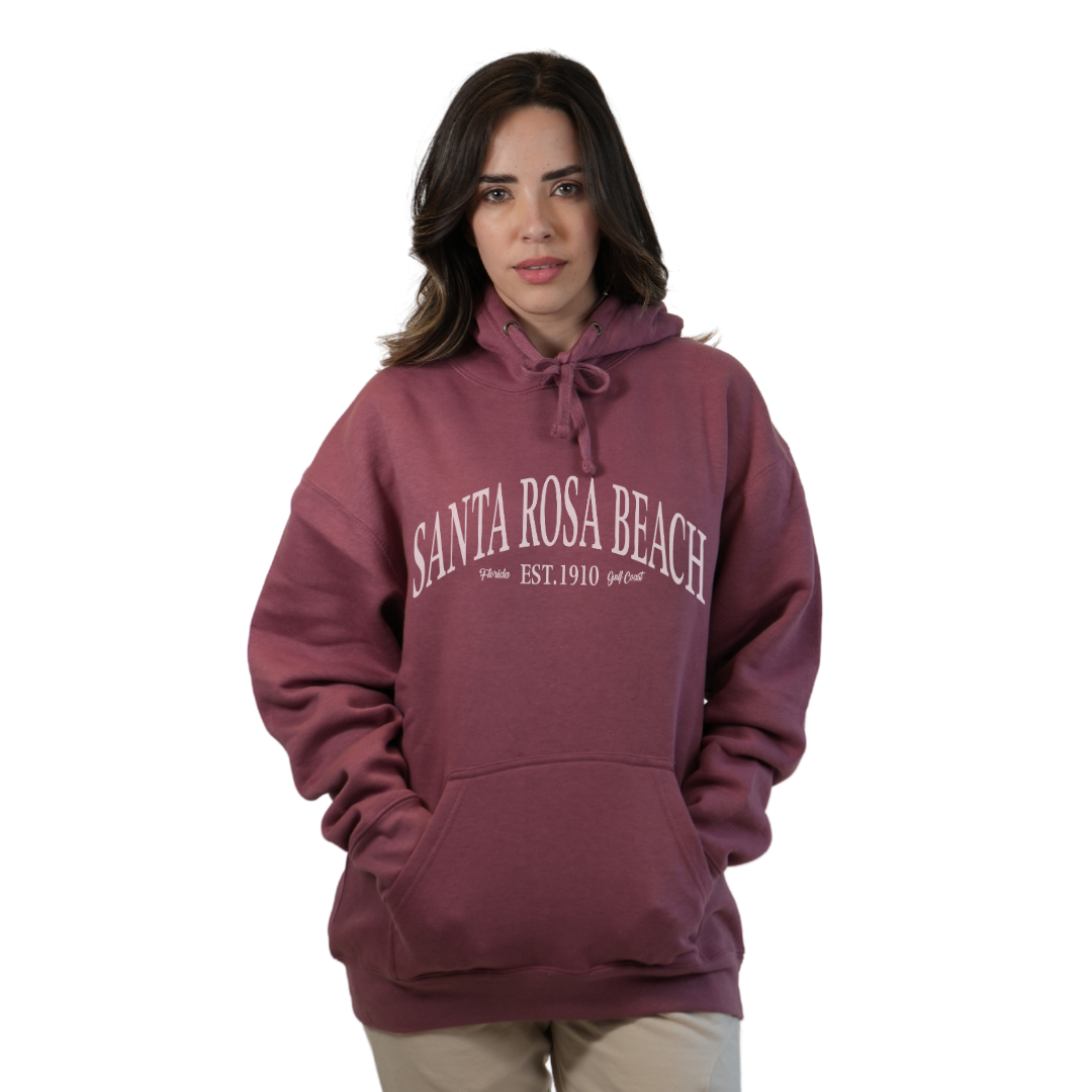 Santa Rosa Beach Pullover Hoodie Women with Big Front White Letters Design Style 252