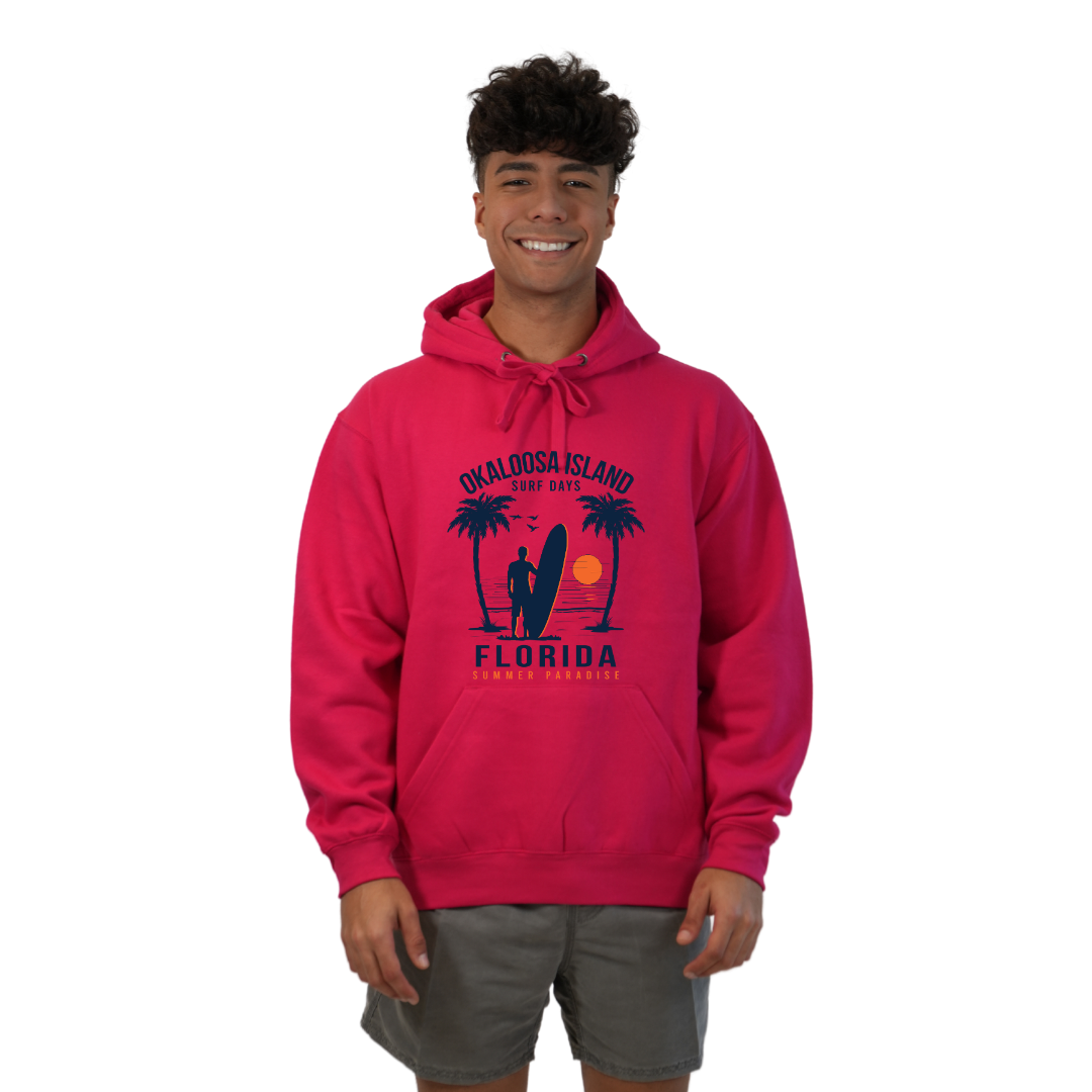 Okaloosa Island Hoodie Men with Summer Paradaise Front Design Style 252
