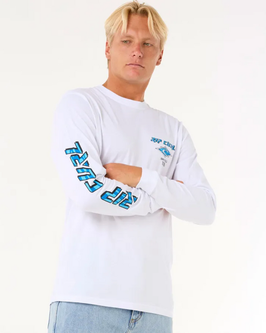 Rip Curl Fade Out Icon Long Sleeve Relaxed Tee LONG SLEEVE TEE Rip Curl M White