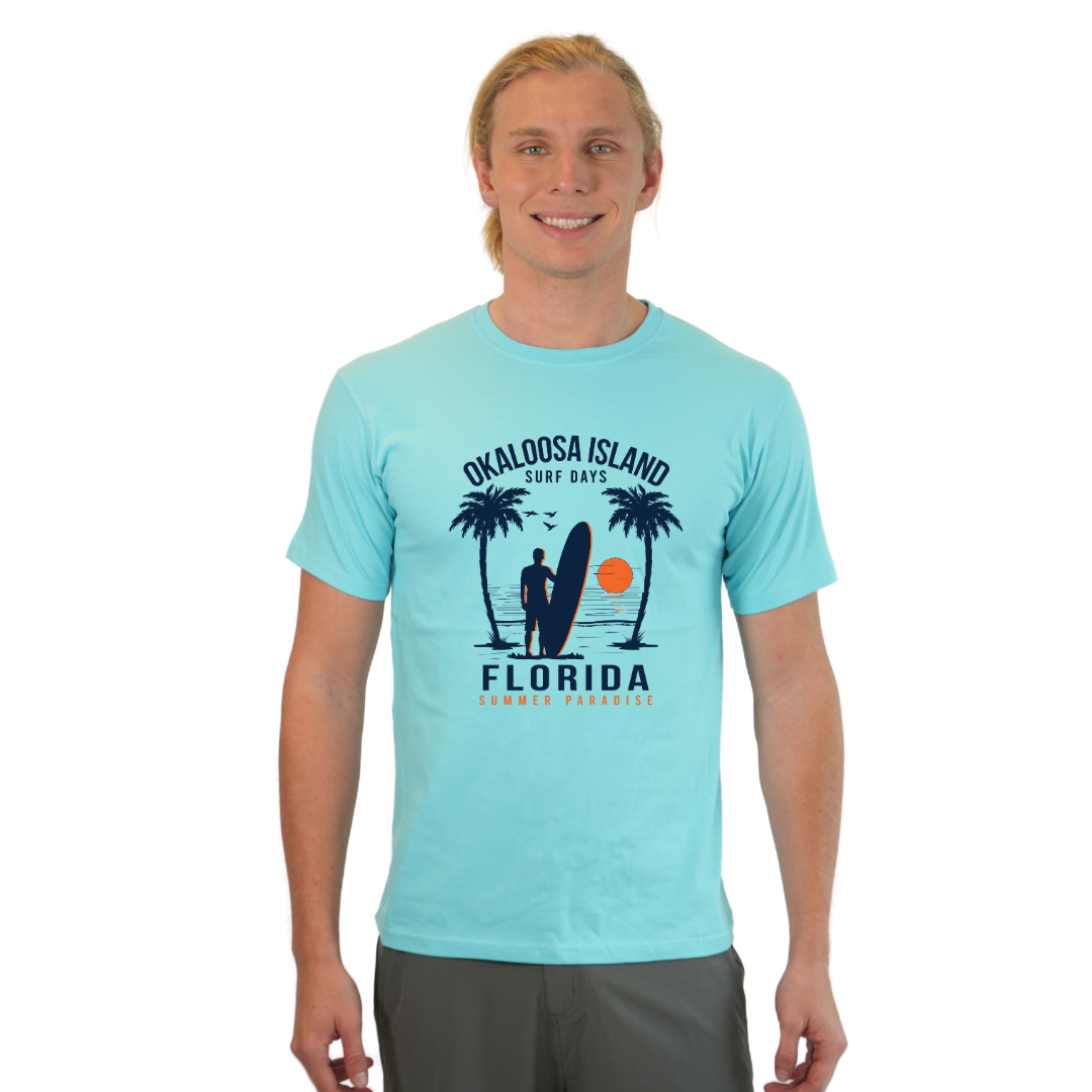 Okaloosa Island Combed Cotton T-Shirt Men with Summer Padaise Front Design Style CC1000