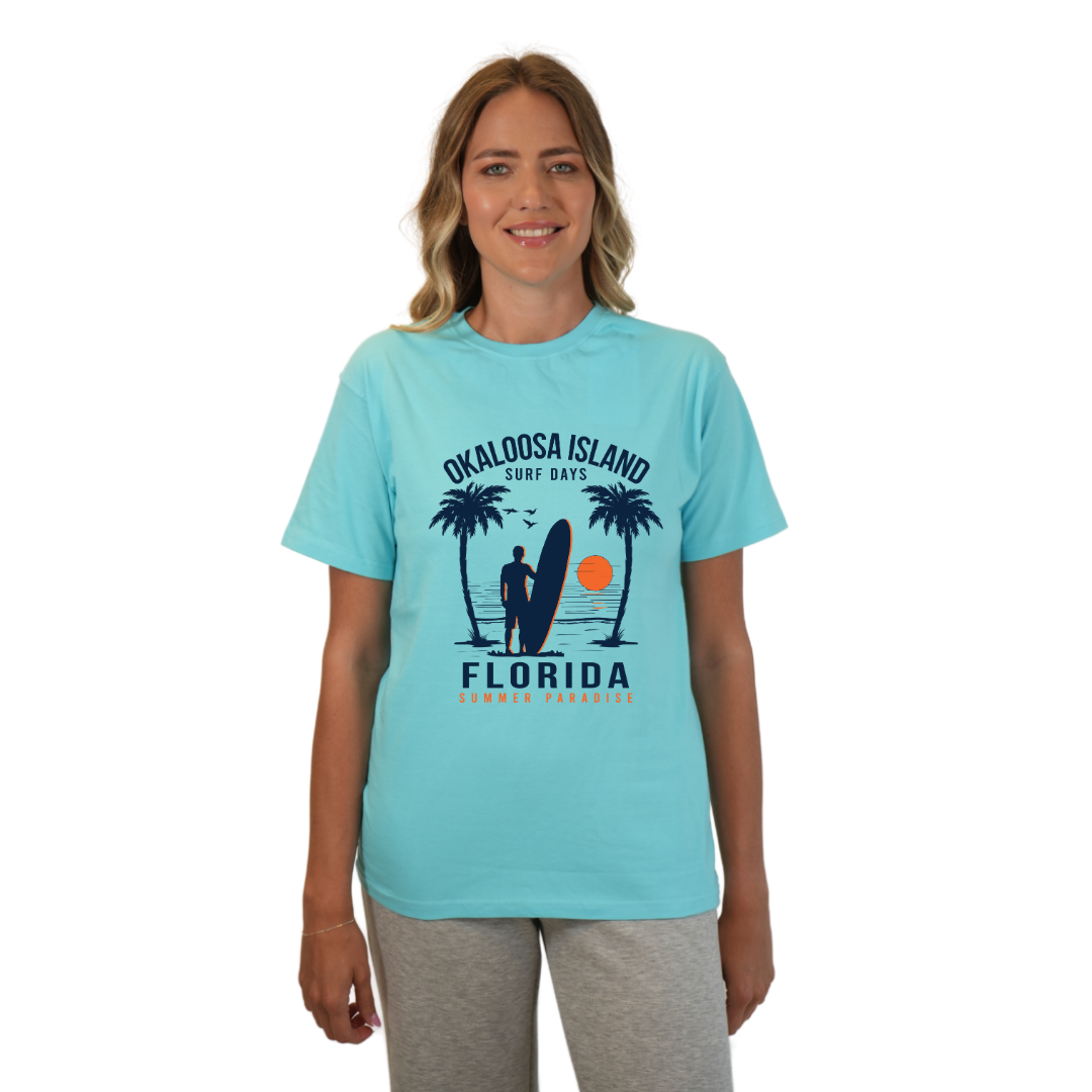 Okaloosa Island Combed Cotton T-Shirt Women with Summer Padaise Front Design Style CC1000