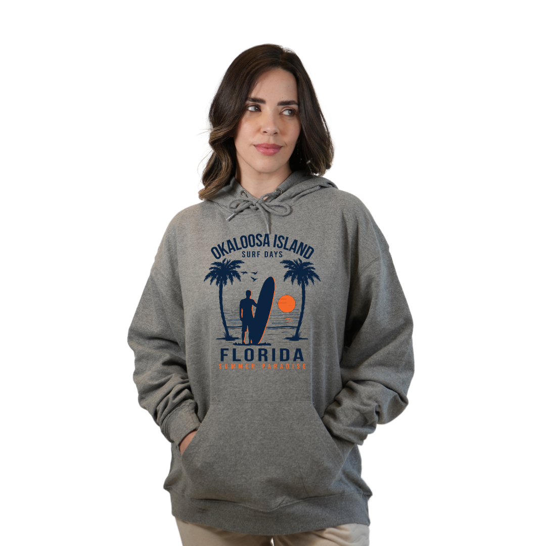 Okaloosa Island Hoodie Women with Summer Paradaise Front Design Style 252 HOODIES alvinsisland.com Hea. grey S
