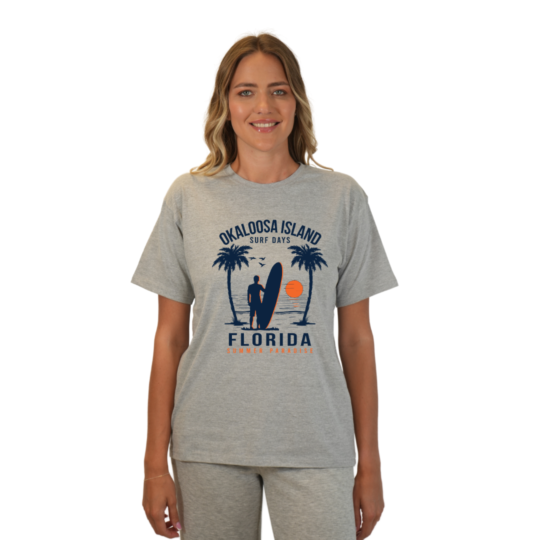 Okaloosa Island Combed Cotton T-Shirt Women with Summer Padaise Front Design Style CC1000