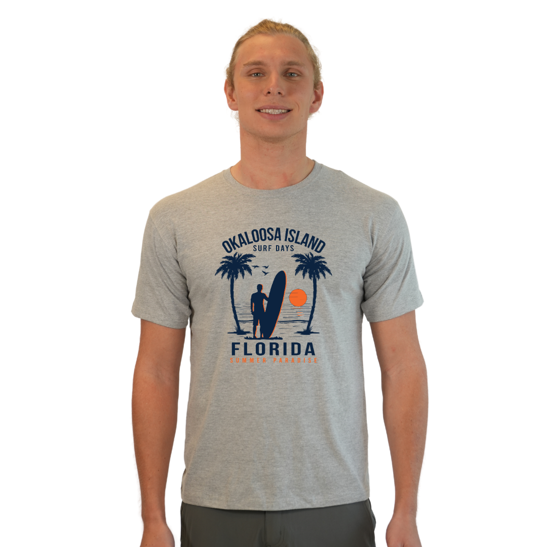 Okaloosa Island Combed Cotton T-Shirt Men with Summer Padaise Front Design Style CC1000