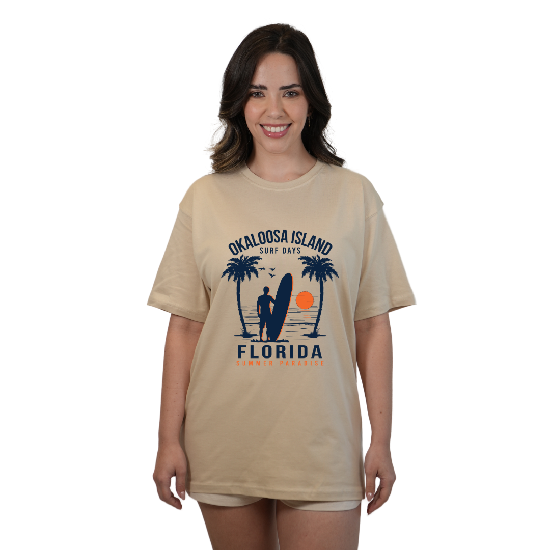 Okaloosa Island Combed Cotton T-Shirt Women with Summer Padaise Front Design Style CC1000