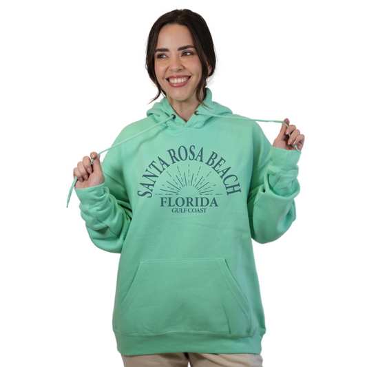 Santa Rosa Beach Pullover Hoodie Women with Big Front Florida Gulf Coast Design Style 252 HOODIES alvinsisland.com SMALL SEAFOAM
