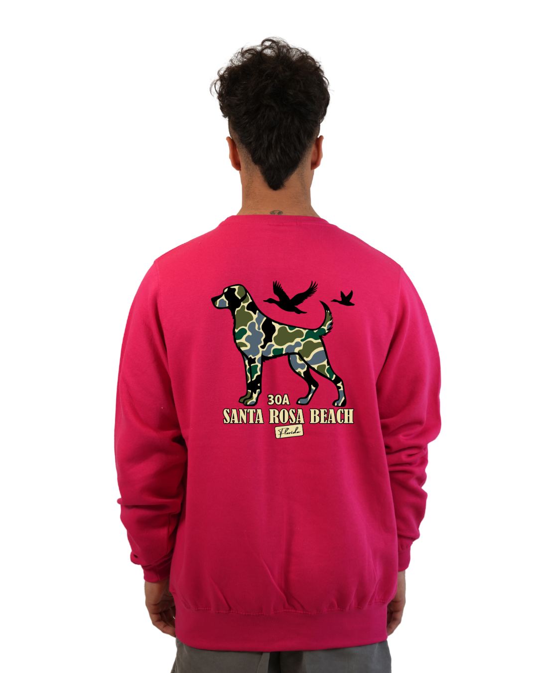 Santa Rosa Beach Dog Men Crewneck – Camouflage Edition crewneck alvinsisland.com