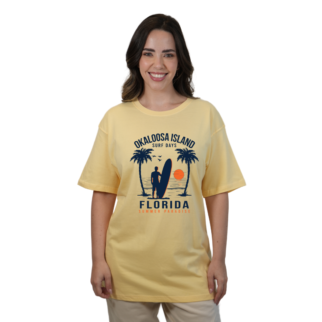 Okaloosa Island Combed Cotton T-Shirt Women with Summer Padaise Front Design Style CC1000