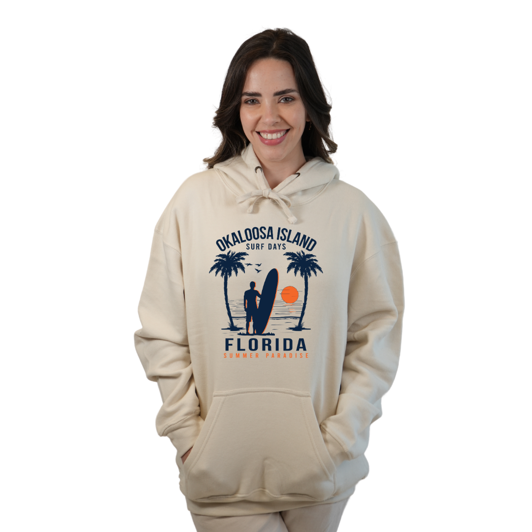 Okaloosa Island Hoodie Women with Summer Paradaise Front Design Style 252 HOODIES alvinsisland.com Oyster S