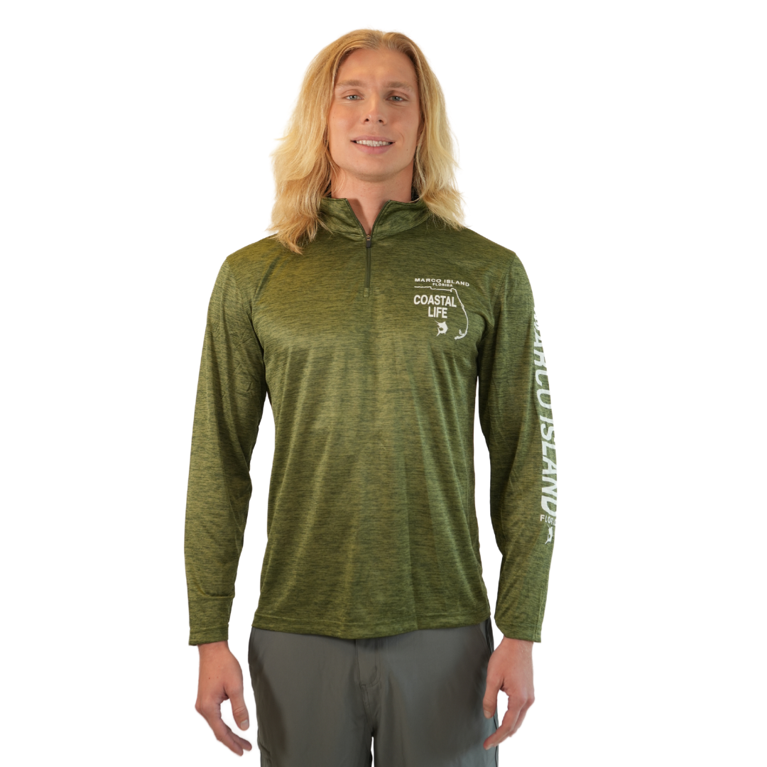 Marco Island Coastal Life Dolphin Unisex Quarter Zipper Dry Fit 30upf Sun Protection Style 14750