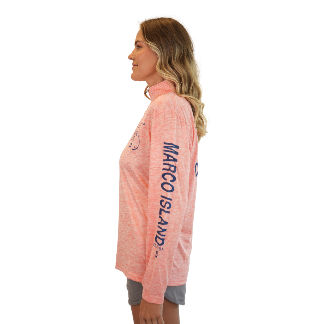 Marco Island Coastal Life Dolphin Unisex Quarter Zipper Dry Fit 30upf Sun Protection Style 14750