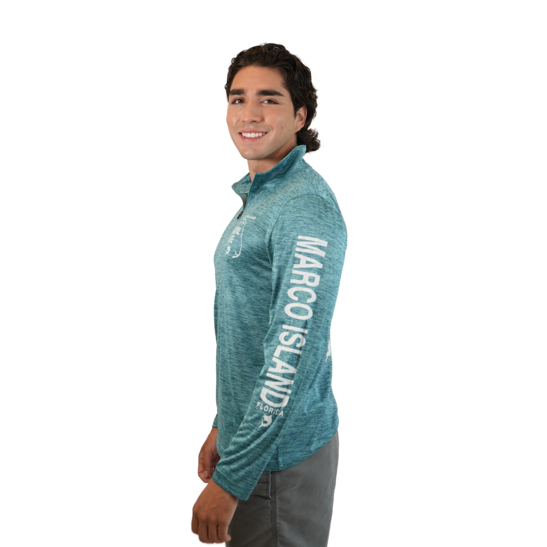 Marco Island Coastal Life Dolphin Unisex Quarter Zipper Dry Fit 30upf Sun Protection Style 14750