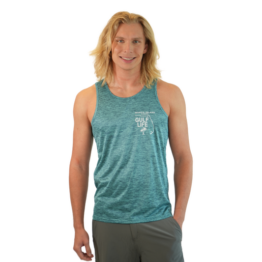 Marco Island Gulf Life Mens Tank Dry Fit 30upf Sun Protection Style 14850 MEN TANK TOP alvinsisland.com SMALL AQUAMARINE