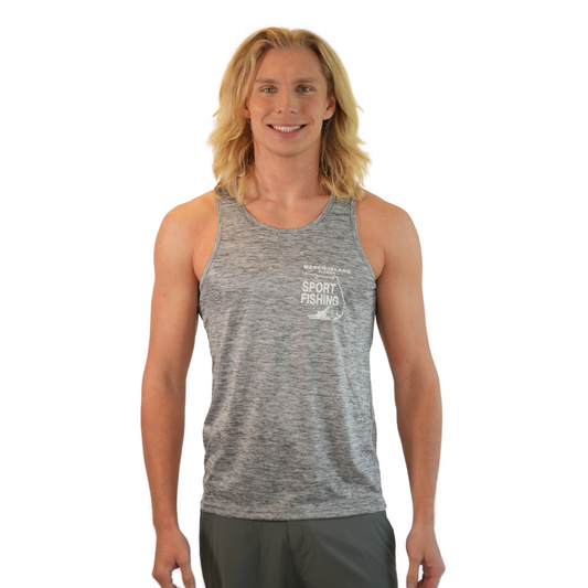 Marco Island Sport Fishing Mens Tank Dry Fit 30upf Sun Protection Style 14850 MEN TANK TOP alvinsisland.com SMALL GREY