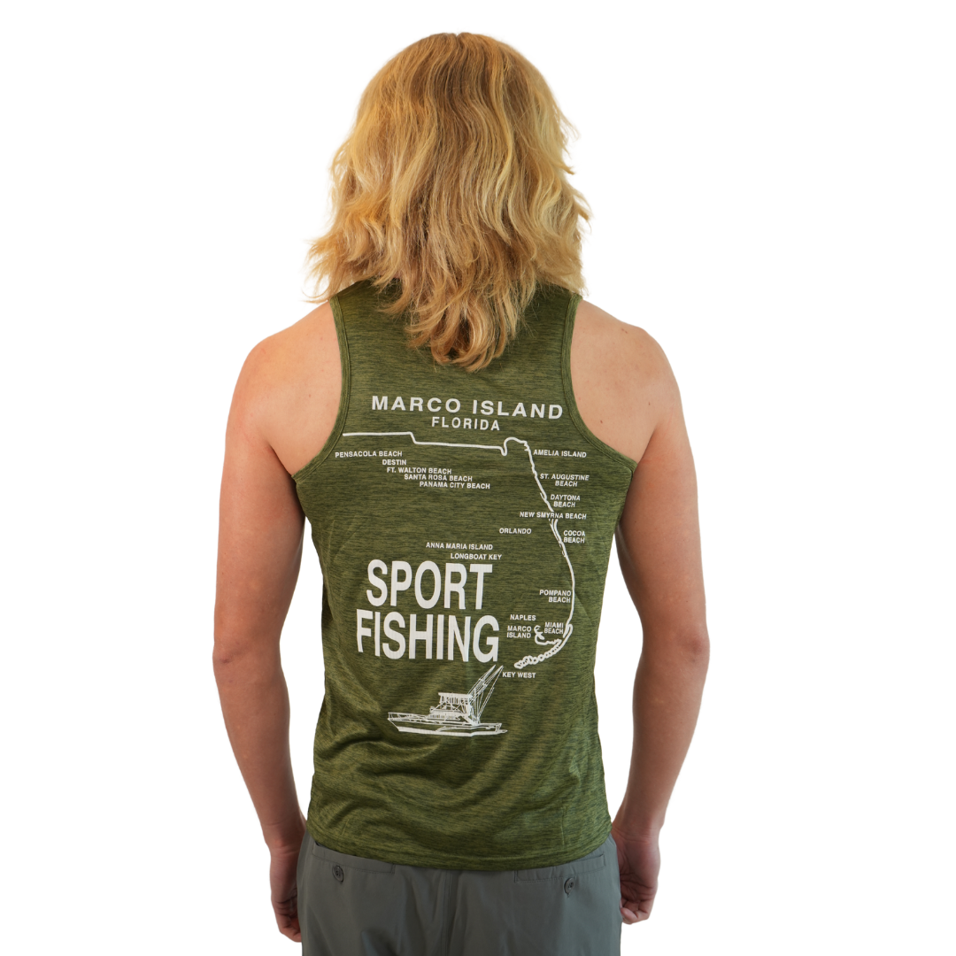 Marco Island Sport Fishing Mens Tank Dry Fit 30upf Sun Protection Style 14850
