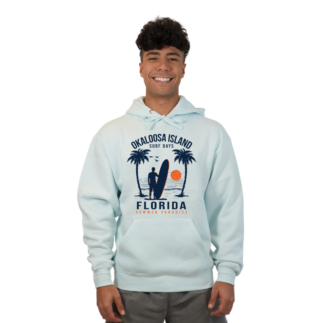 Okaloosa Island Hoodie Men with Summer Paradaise Front Design Style 252