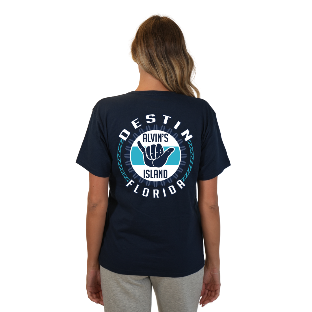 Destin Combed Cotton Women T-Shirt with a Alvin's island Hang Loose Design Style CC1000 T-SHIRT alvinsisland.com