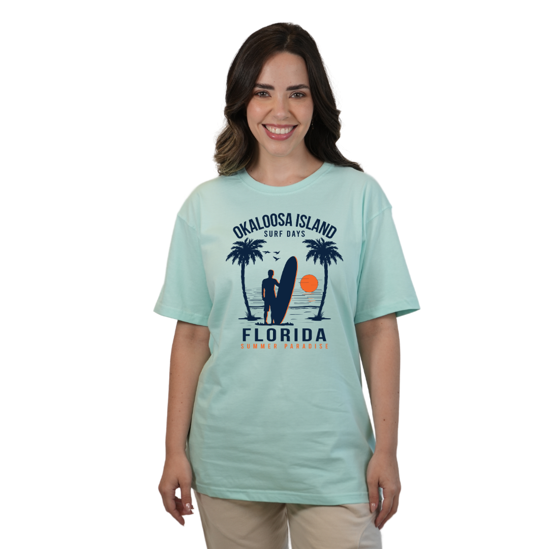 Okaloosa Island Combed Cotton T-Shirt Women with Summer Padaise Front Design Style CC1000