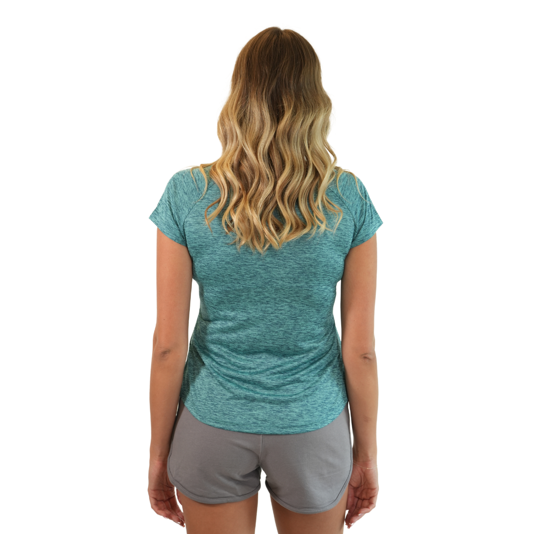 Marco Island Salty Vibes Ladies Short Sleeve V-Neck Dry Fit 30upf Sun Protection Style 15450