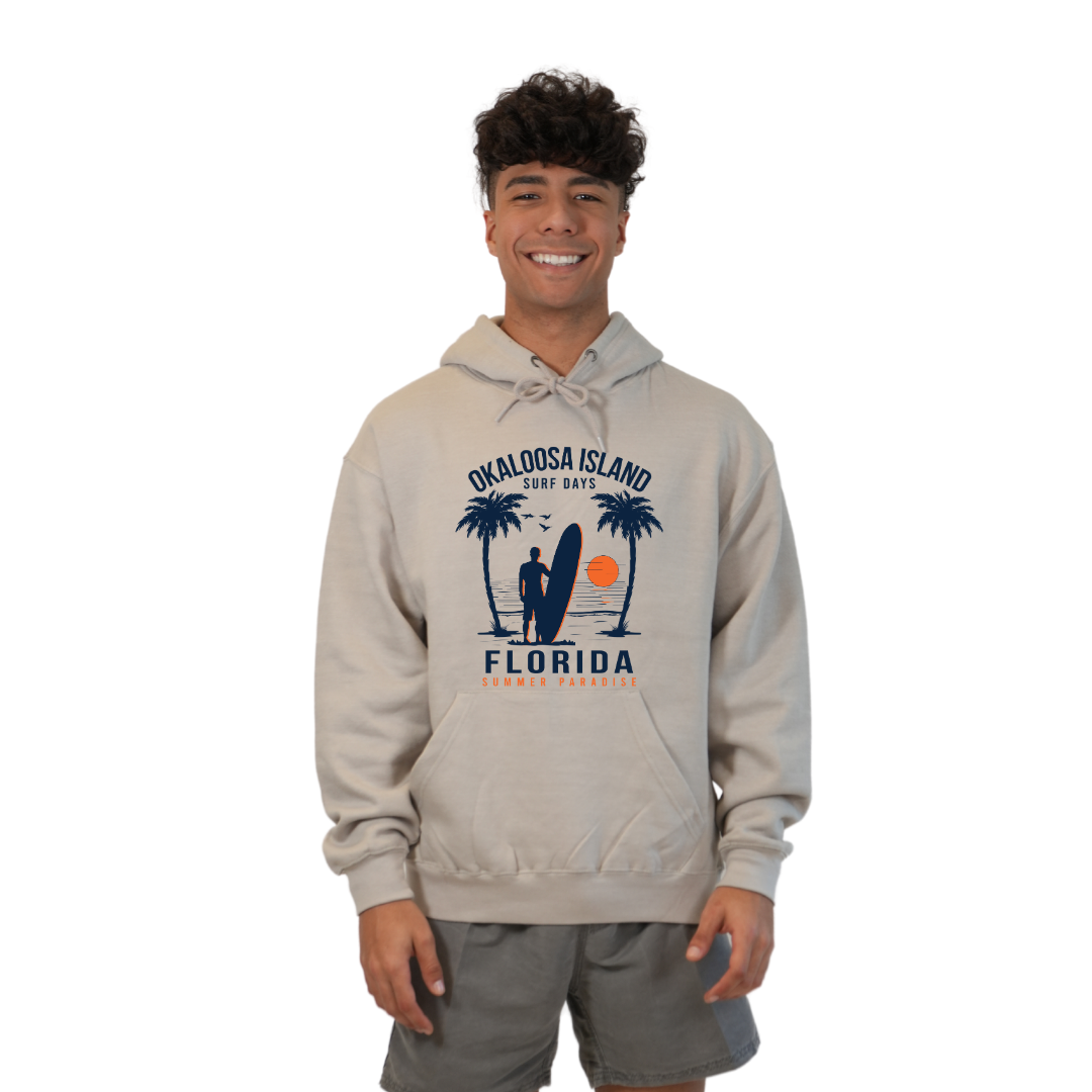 Okaloosa Island Hoodie Men with Summer Paradaise Front Design Style 252
