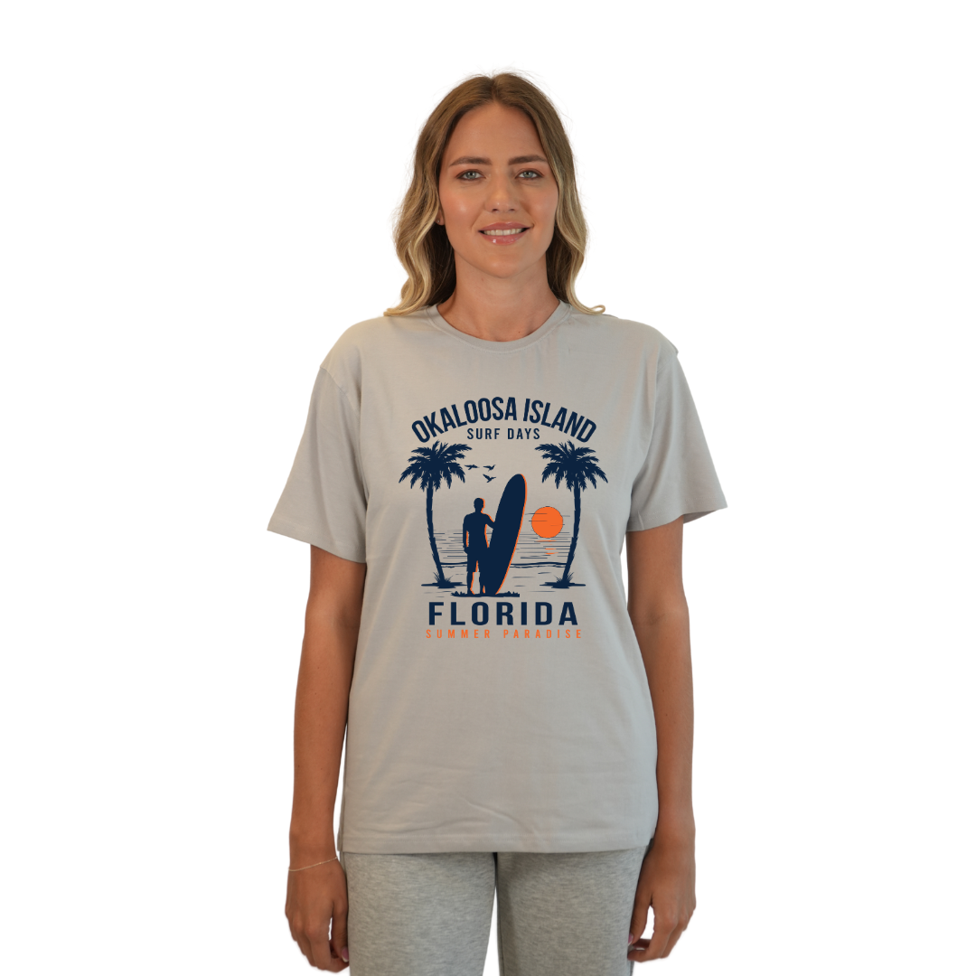 Okaloosa Island Combed Cotton T-Shirt Women with Summer Padaise Front Design Style CC1000