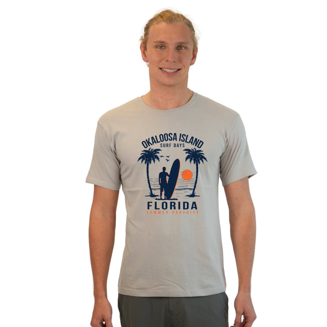 Okaloosa Island Combed Cotton T-Shirt Men with Summer Padaise Front Design Style CC1000