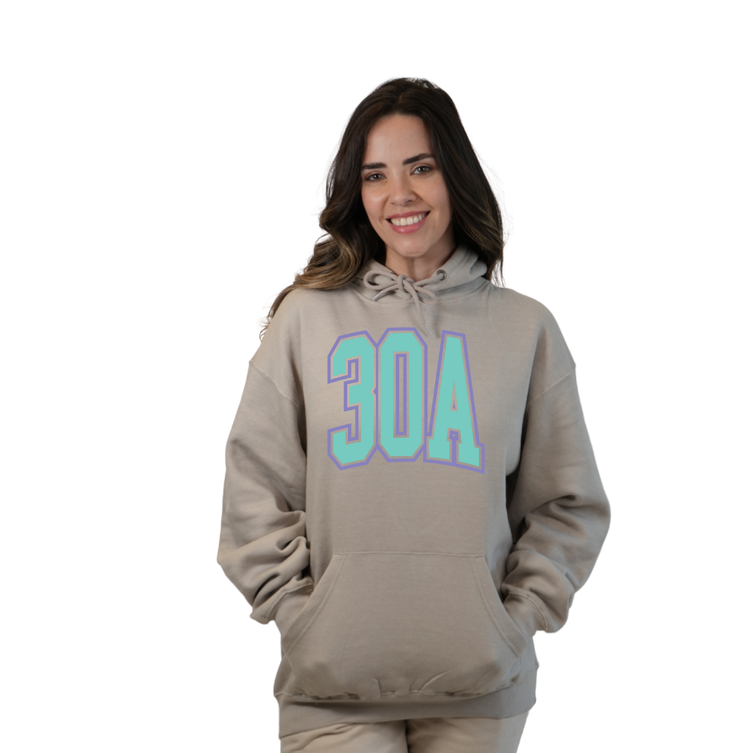 30A Map, Florida Panhandle Design Hoodie Style 252 HOODIES alvinsisland.com S Silver