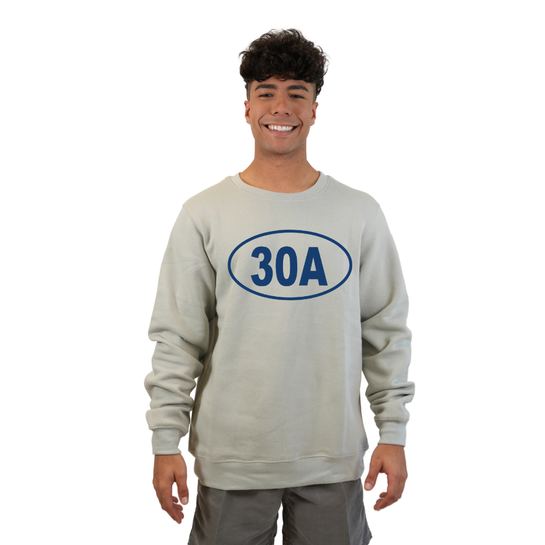 30A, Florida Panhandle Fleece Crewneck Sweatshirt Men Style 067 crewneck alvinsisland.com Silver S