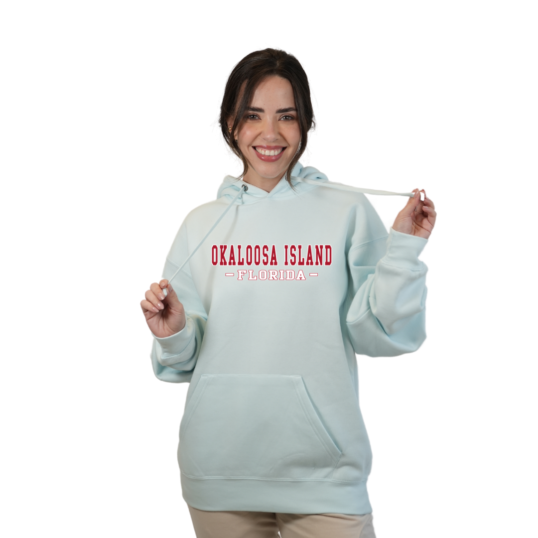 Okaloosa Island Hoodie Women with Red City Name Design Style 252 HOODIES alvinsisland.com Pool day S
