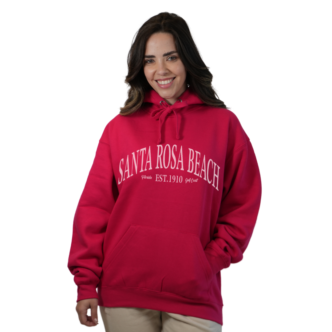 Santa Rosa Beach Pullover Hoodie Women with Big Front White Letters Design Style 252