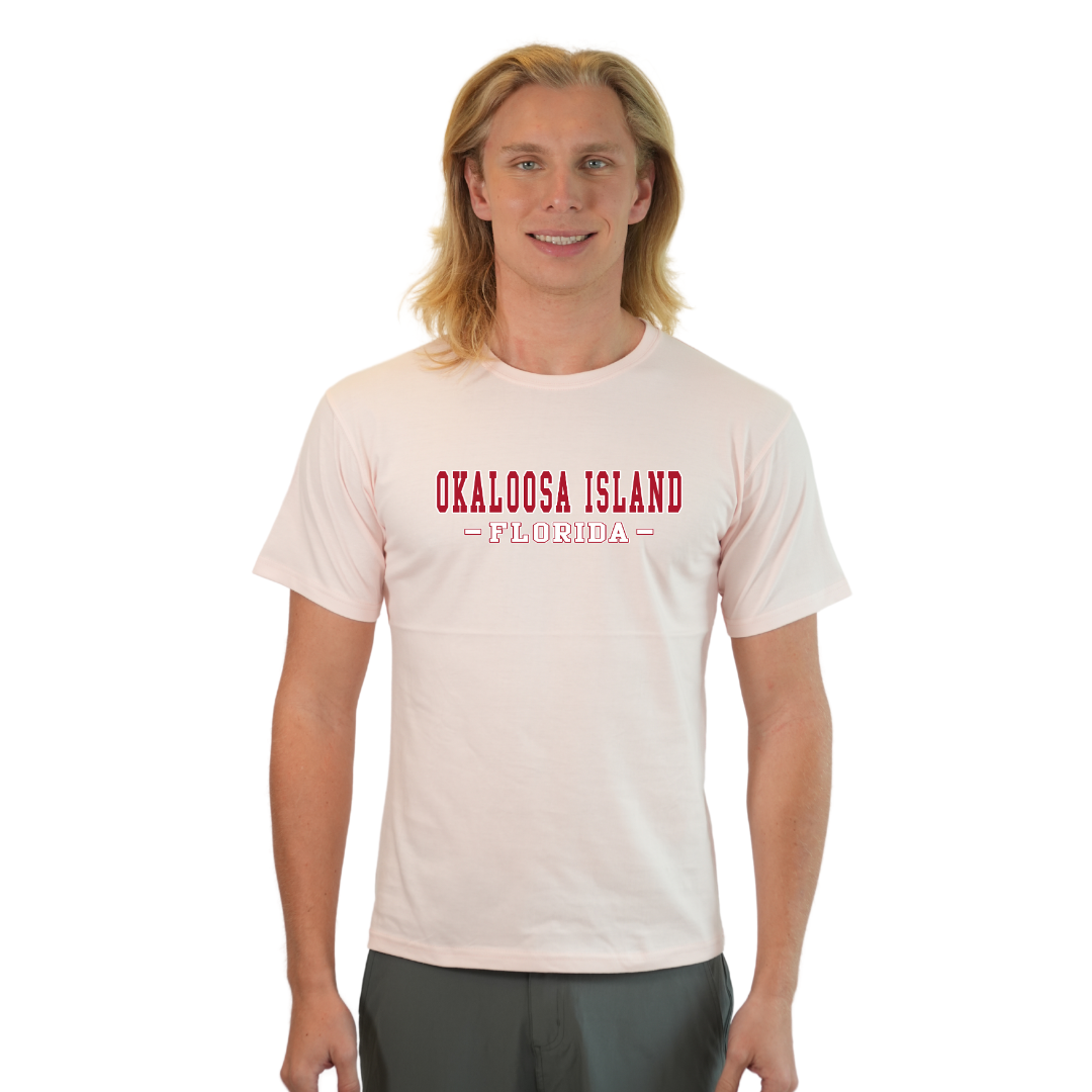 Okaloosa Island Combed Cotton T-Shirt Men with Red City Name Design Style CC1000