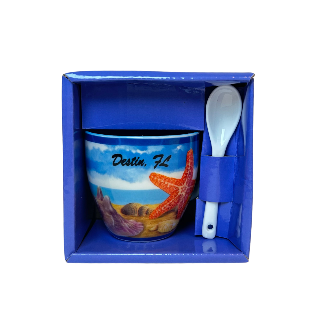 Destin Starfish Espresso Mug With Spoon souvenirs alvinsisland.com