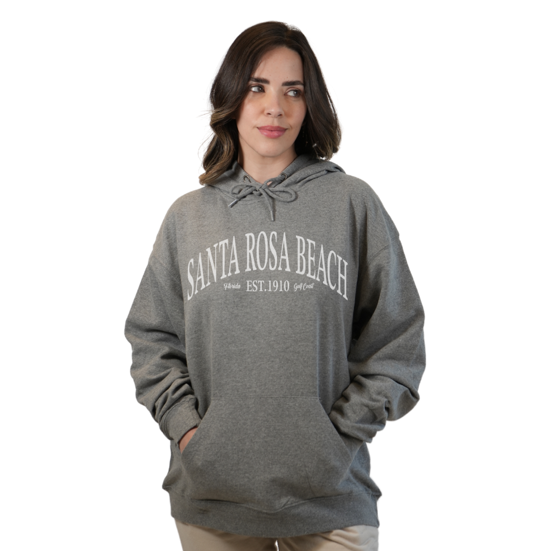 Santa Rosa Beach Pullover Hoodie Women with Big Front White Letters Design Style 252