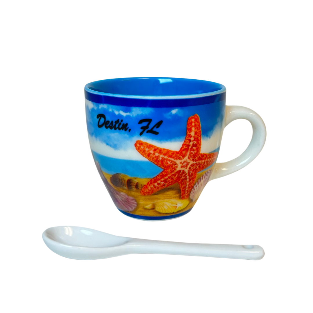 Destin Starfish Espresso Mug With Spoon souvenirs alvinsisland.com