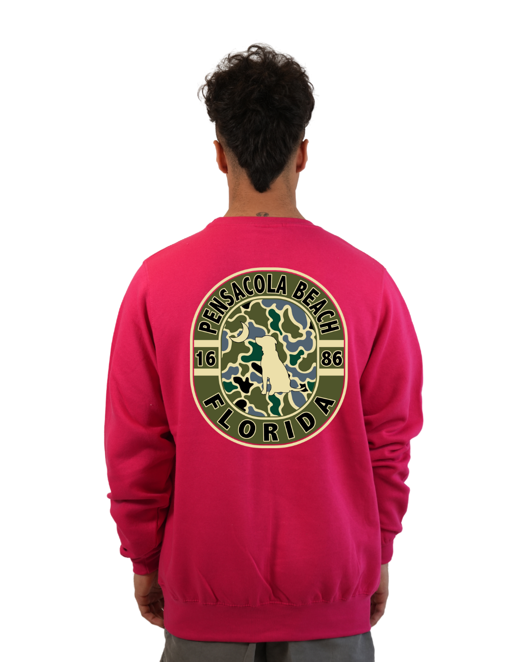 Pensacola Beach Dog 1984 Men Crewneck – Camouflage Edition