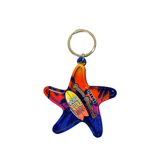 Panama City Beach Seastar Two Layer Wood Keychain souvenirs alvinsisland.com