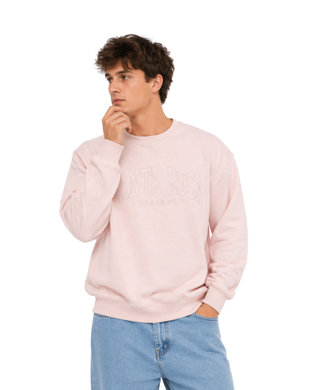 Santa Rosa Beach Fl, Nantucket Crewneck W/ City Name Applique Style Ap267 Sweater alvinsisland.com Ice pink S
