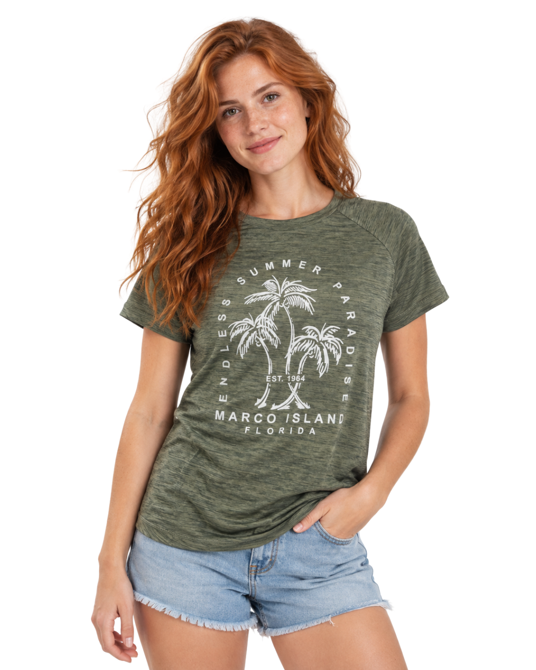 Marco Island, Fl Endless Summer Paradise Short Sleeve Dry Fit 30UPF Sun Protection Style 15455 T-SHIRT alvinsisland.com Green S