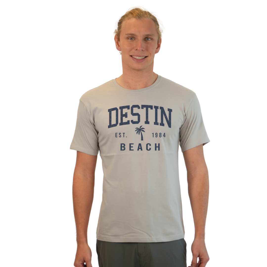Destin Florida Combed Cotton Men T-Shirt with a Front Palm Tree Design Est. 1984 Style CC1000