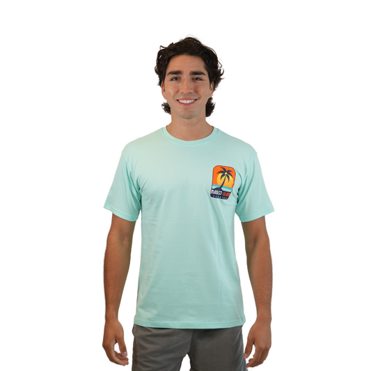Marco Island Palm Trees/Sun Gulf Coast Combed/Cotton Unisex Celadon T-Shirt Style Cc1000