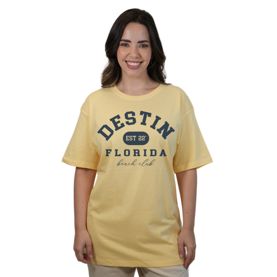 Destin Florida Combed Cotton Women T-Shirt with a Front Est. 22 Beach Club Design Style CC1000