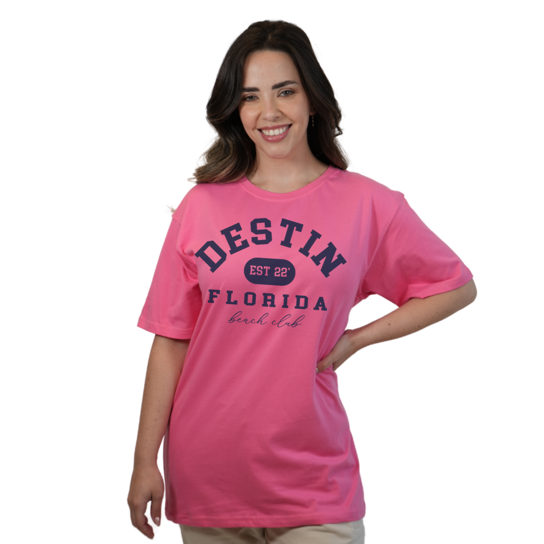 Destin Florida Combed Cotton Women T-Shirt with a Front Est. 22 Beach Club Design Style CC1000